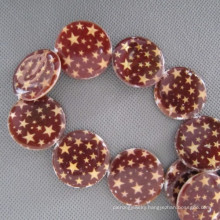 Brown Star Disc Shell Pearl, Big Shell Beads (SHB2001)